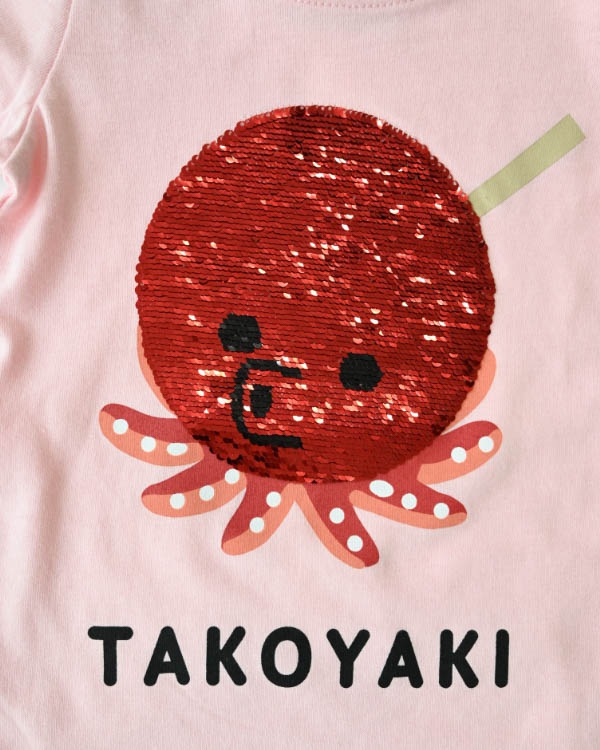 【チークルーム】スパンコールたこ焼きTシャツ / ピンク