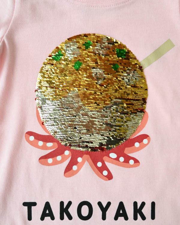 【チークルーム】スパンコールたこ焼きTシャツ / ピンク