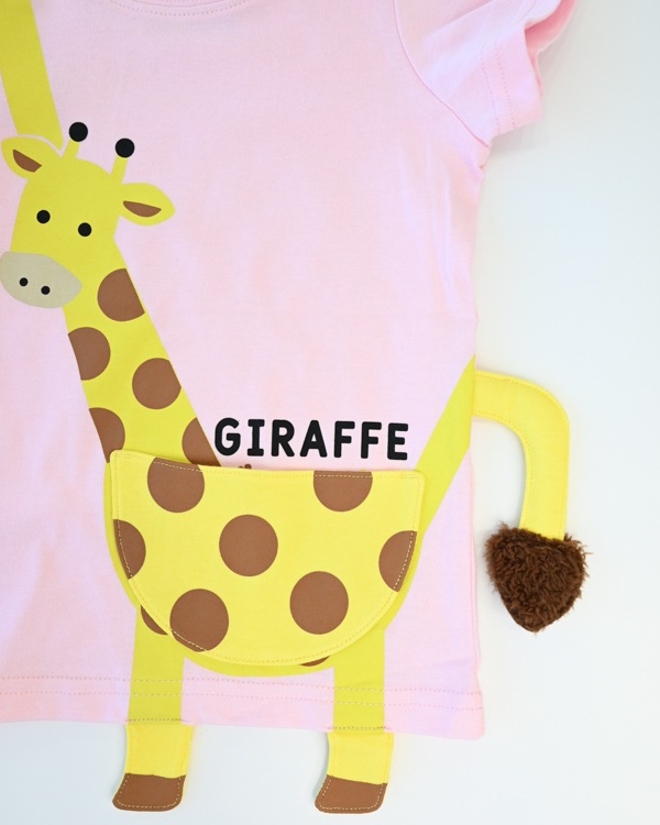 【チークルーム】きりんポシェット Tシャツ / ピンク