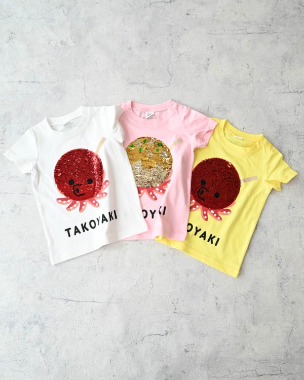 【チークルーム】スパンコールたこ焼きTシャツ / イエロー