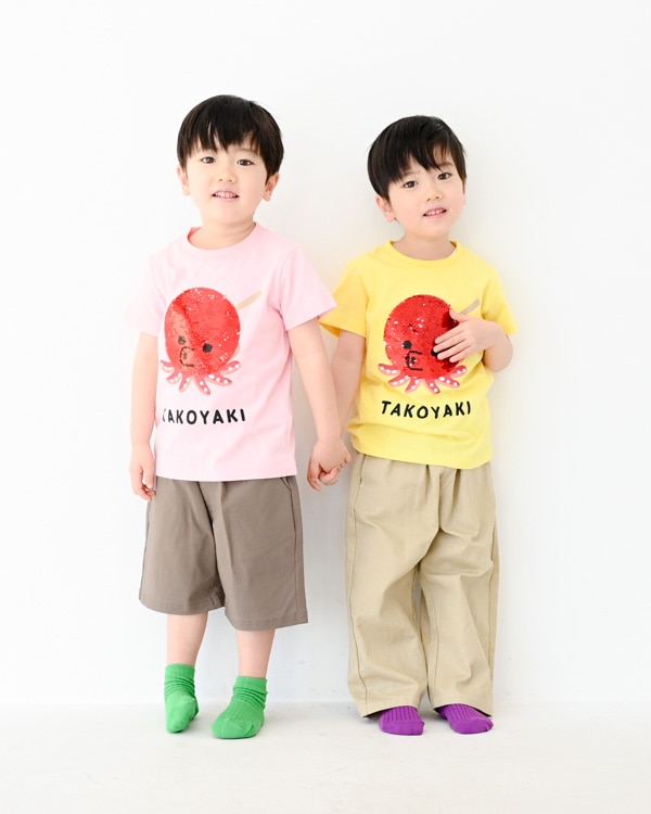 【チークルーム】スパンコールたこ焼きTシャツ / イエロー
