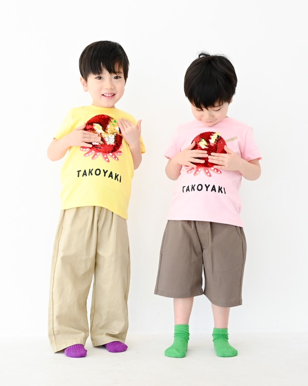 【チークルーム】スパンコールたこ焼きTシャツ / イエロー