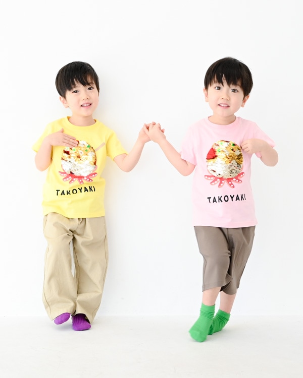 【チークルーム】スパンコールたこ焼きTシャツ / イエロー