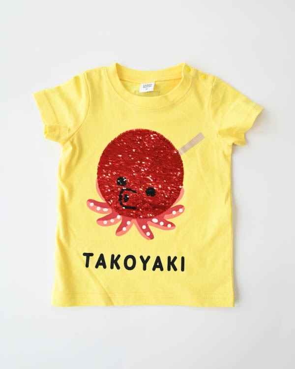 【チークルーム】スパンコールたこ焼きTシャツ / イエロー