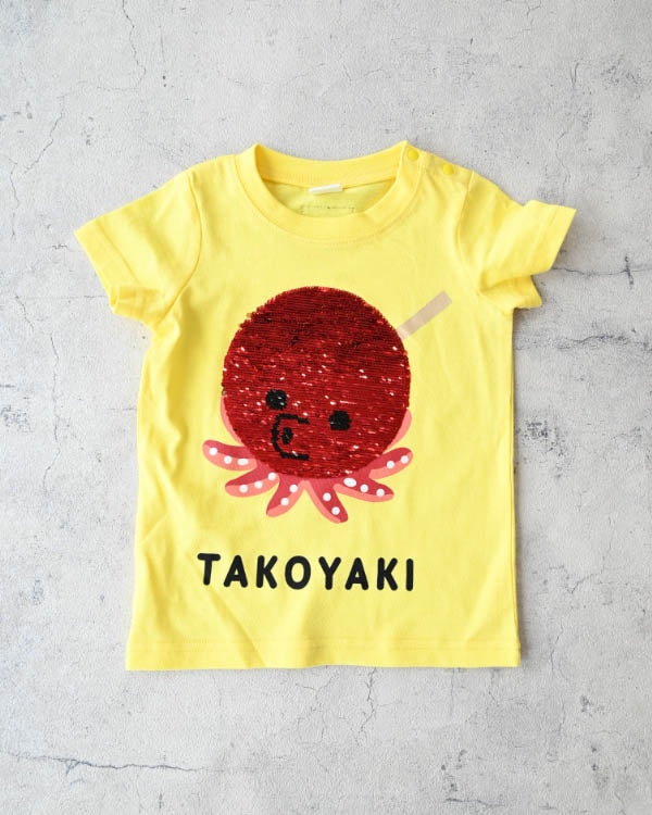 【チークルーム】スパンコールたこ焼きTシャツ / イエロー