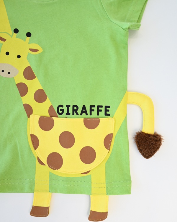 【チークルーム】きりんポシェット Tシャツ / グリーン