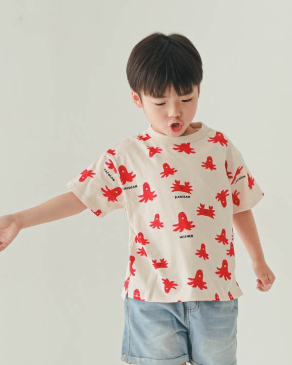 【ニコフラート】タコさんTシャツ / アイボリー