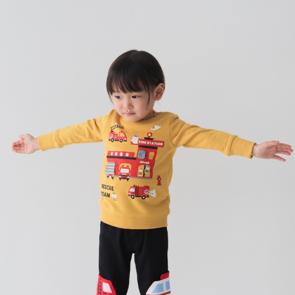 【25FW】おばけの消防車 トレーナー / マスタード