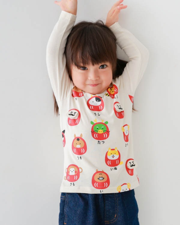 【チークルーム】干支だるまロングＴシャツ / アイボリー