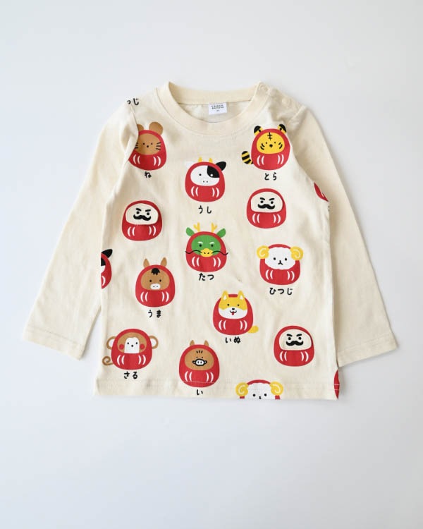 【チークルーム】干支だるまロングＴシャツ / アイボリー