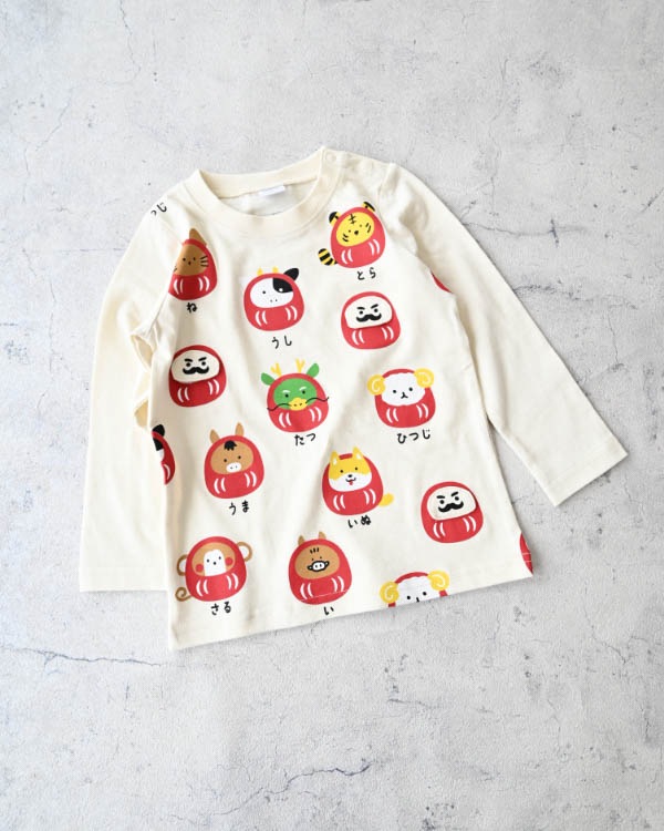 【チークルーム】干支だるまロングＴシャツ / アイボリー