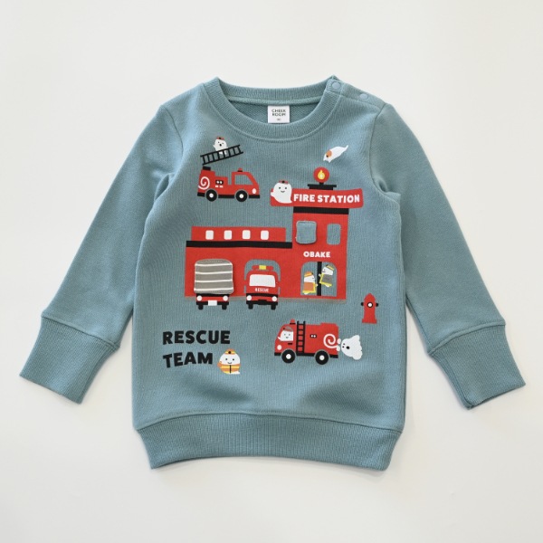【25FW】おばけの消防車 トレーナー / ブルー