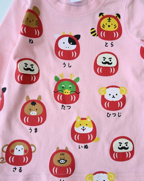 【26PS】干支だるまロングＴシャツ / ピンク