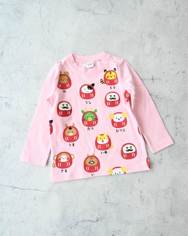 【26PS】干支だるまロングＴシャツ / ピンク