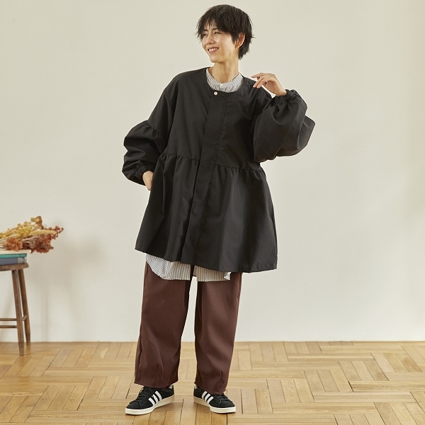【25FW】ギャザーコート / ブラック