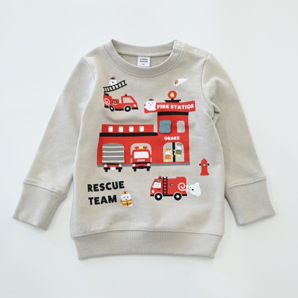 【25FW】おばけの消防車 トレーナー / グレー
