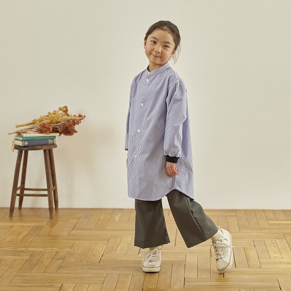 【25FW】ストライプチュニックシャツ / ブルー