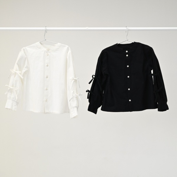 【25FW】リボン ボックスシャツ / オフホワイト