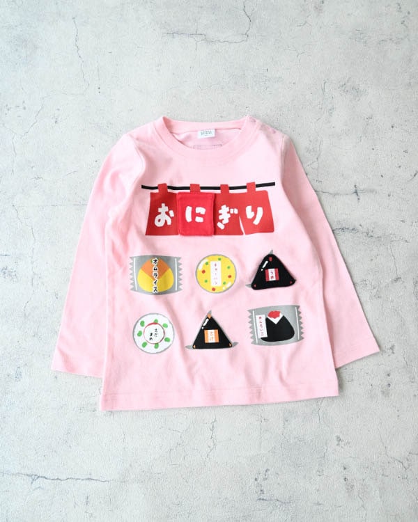 【チークルーム】おにぎり屋さんロングＴシャツ / ピンク