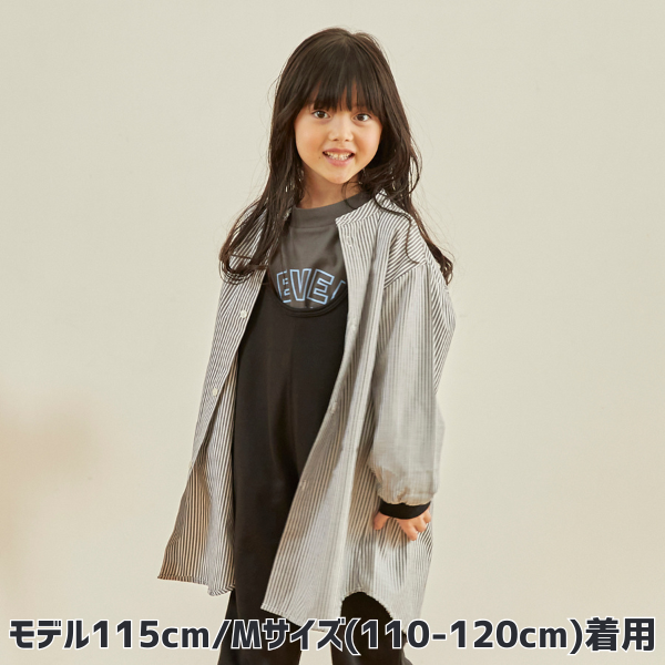 【25FW】ストライプチュニックシャツ / ブラック