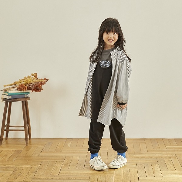 【25FW】ストライプチュニックシャツ / ブラック