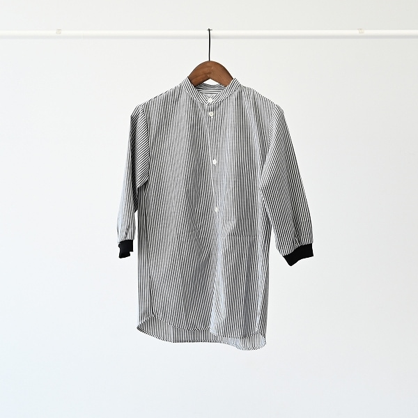 【25FW】ストライプチュニックシャツ / ブラック