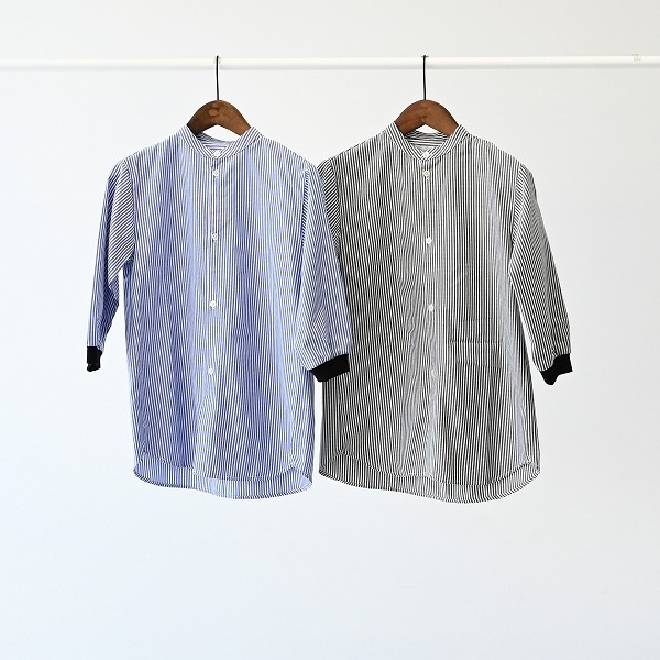 【25FW】ストライプチュニックシャツ / ブラック