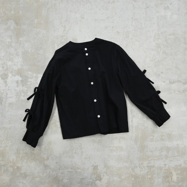 【25FW】リボン ボックスシャツ / ブラック