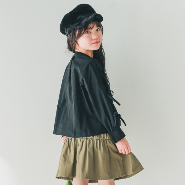 【25FW】リボン ボックスシャツ / ブラック