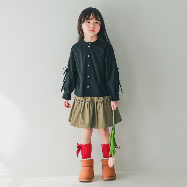 【25FW】リボン ボックスシャツ / ブラック