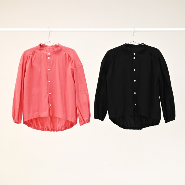 【25FW】バルーン ギャザーブラウス / サーモンピンク