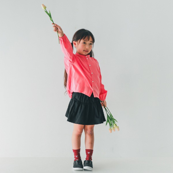 【25FW】バルーン ギャザーブラウス / サーモンピンク