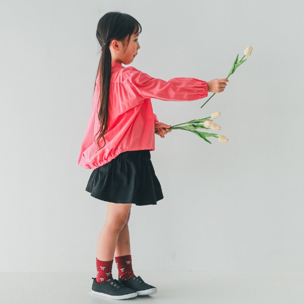 【25FW】バルーン ギャザーブラウス / サーモンピンク