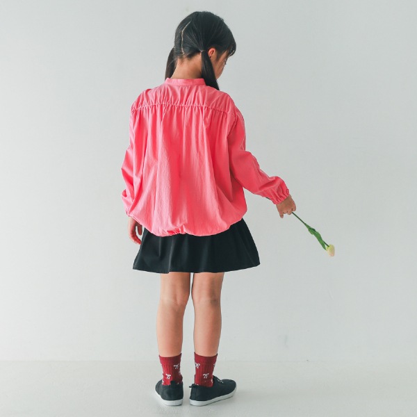 【25FW】バルーン ギャザーブラウス / サーモンピンク