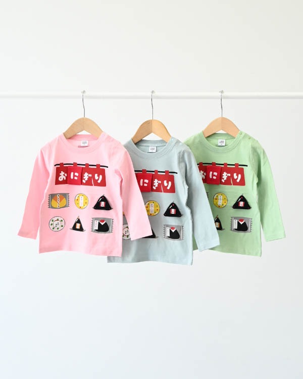 【チークルーム】おにぎり屋さんロングＴシャツ / グリーン