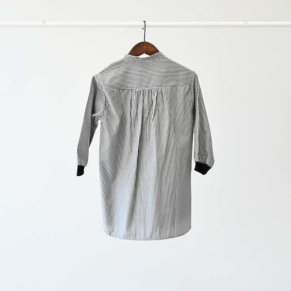 【25FW】ストライプチュニックシャツ / ブラック