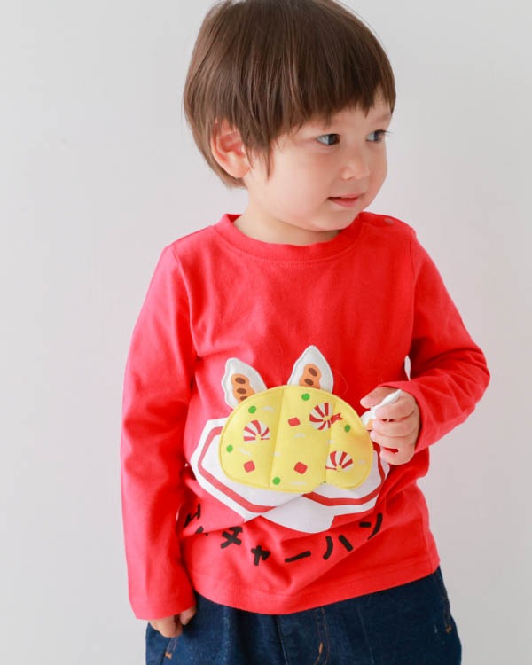 【チークルーム】エビチャーハンロングＴシャツ / レッド