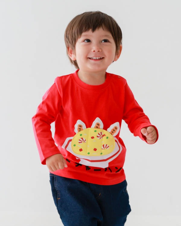 【チークルーム】エビチャーハンロングＴシャツ / レッド