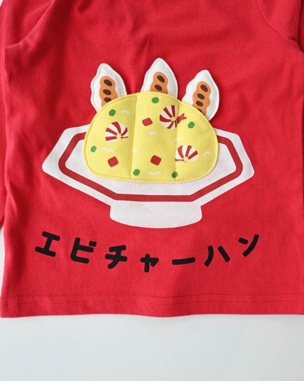 【チークルーム】エビチャーハンロングＴシャツ / レッド
