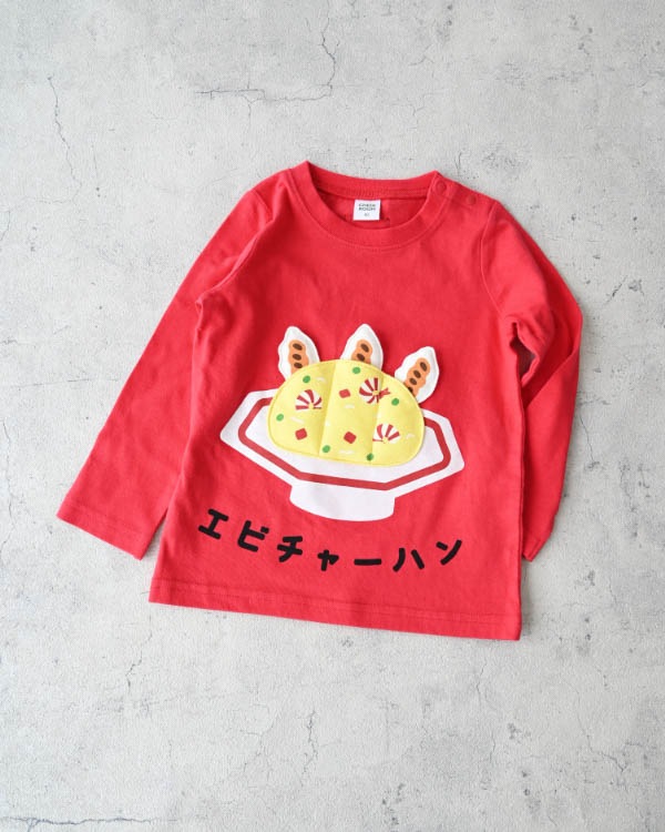 【チークルーム】エビチャーハンロングＴシャツ / レッド