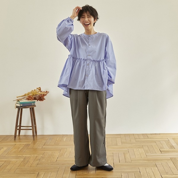 【25FW】フレアブラウス / ブルー