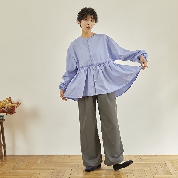【25FW】フレアブラウス / ブルー