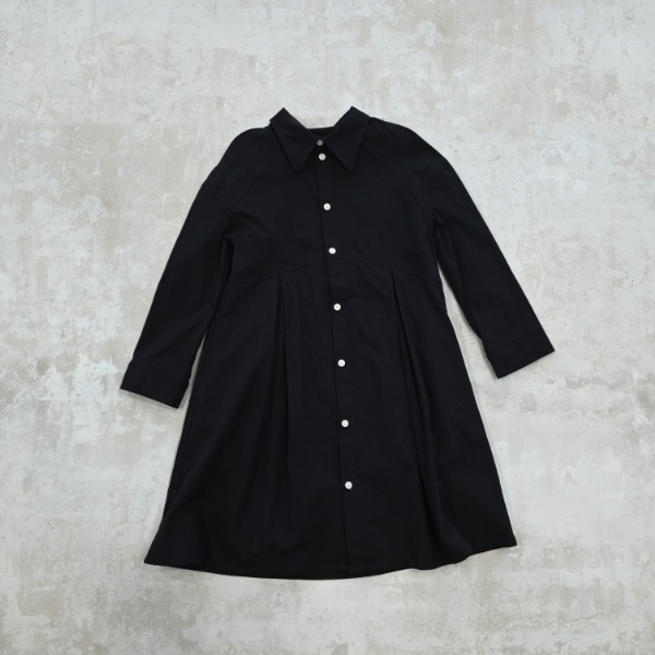 【25FW】タック シャツワンピース / ブラック