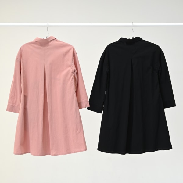 【25FW】タック シャツワンピース / ブラック
