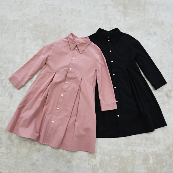 【25FW】タック シャツワンピース / ブラック