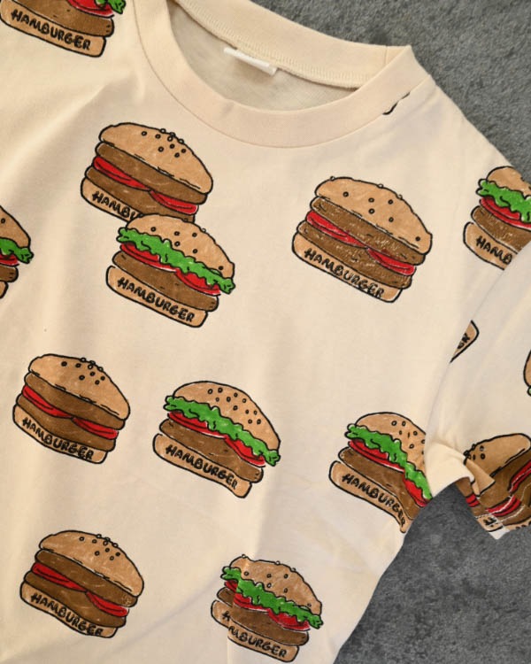 【ニコフラート】ハンバーガー Tシャツ / アイボリー