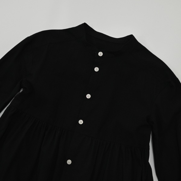 【25FW】配色 ギャザーワンピース / ブラック