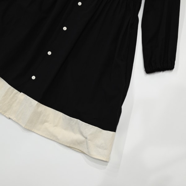 【25FW】配色 ギャザーワンピース / ブラック