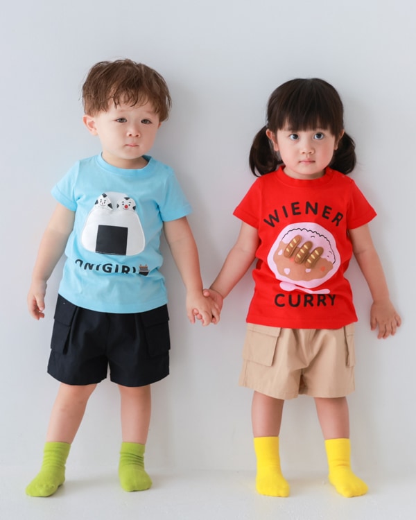 【チークルーム】おにぎり Tシャツ / サックス