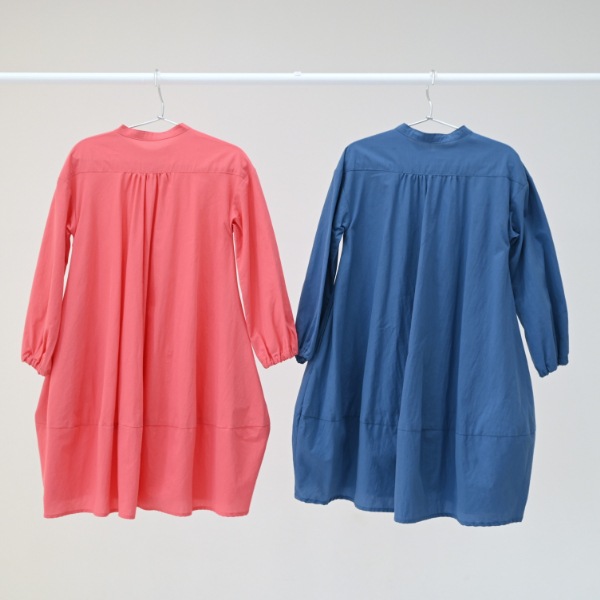 【25FW】バルーン ギャザーワンピース / サーモンピンク